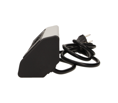 Gniazdo meblowe z przewodem 1,8m, 3x gniazdo z uziemieniem + 2x USB, czarne