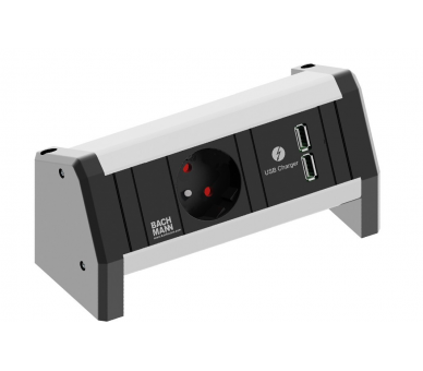 Listwa DESK, wtyczka GST18, gniazdo z uziemieniem + 2x USB, czarna