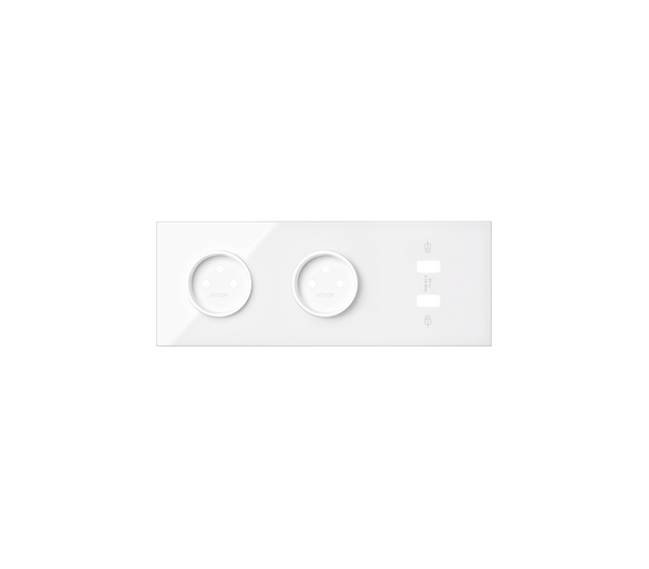 Panel 3-krotny 2 gniazda + 1 podwójna ładowarka USB, biały 10020320-130 Simon100