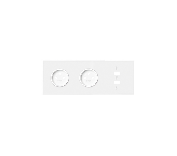 Panel 3-krotny 2 gniazda + 1 podwójna ładowarka USB, biały mat 10020320-230 Simon100