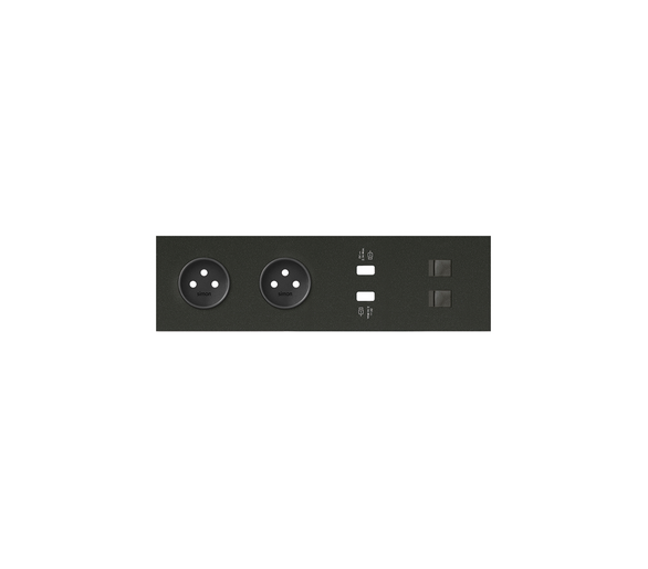 Panel 4-krotny 2 gniazda + 2x1 ładowarka USB + 2xRJ45, czarny mat 10020407-238 Simon100