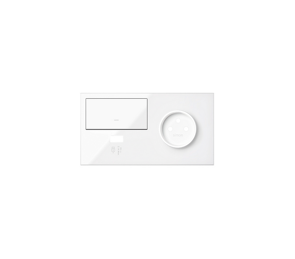 Panel 2-krotny 1 gniazdo + 1 klawisz + 1 ładowarka USB (prawa strona), biały 10020224-130 Simon100