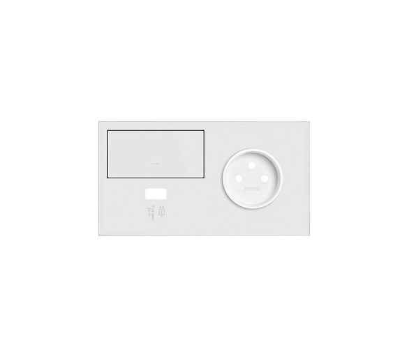 Panel 2-krotny 1 gniazdo + 1 klawisz + 1 ładowarka USB (prawa strona), biały mat 10020224-230 Simon100