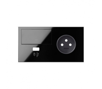 Panel 2-krotny 1 gniazdo + 1 ściemniacz + 1 ładowarka USB (prawa strona), czarny 10020227-138 Simon100