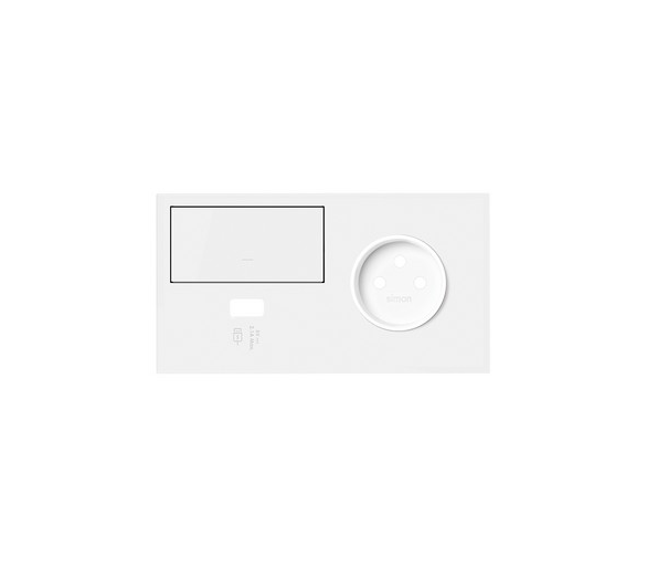 Panel 2-krotny 1 gniazdo + 1 ściemniacz + 1 ładowarka USB (prawa strona), biały mat 10020227-230 Simon100