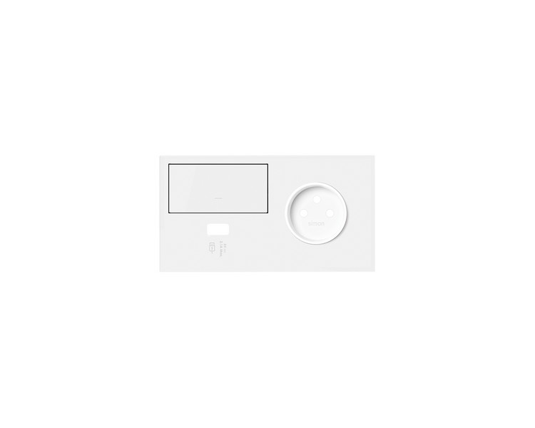 Panel 2-krotny 1 gniazdo + 1 ściemniacz + 1 ładowarka USB (prawa strona), biały mat 10020227-230 Simon100