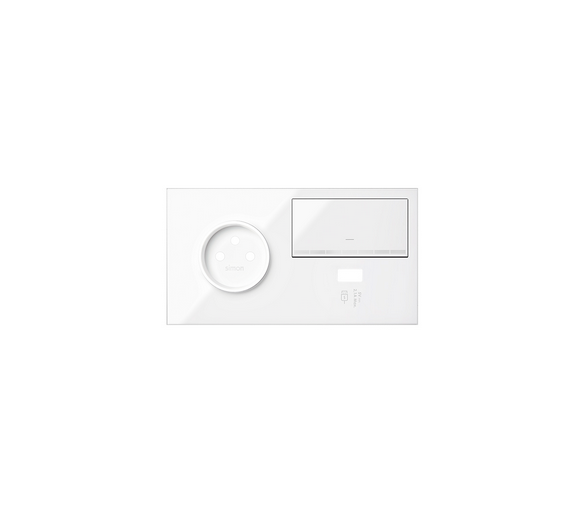 Panel 2-krotny 1 gniazdo + 1 ściemniacz + 1 ładowarka USB (lewa strona), biały 10020231-130 Simon100