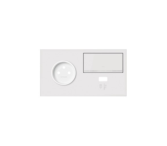 Panel 2-krotny 1 gniazdo + 1 ściemniacz + 1 ładowarka USB (lewa strona), biały mat 10020231-230 Simon100