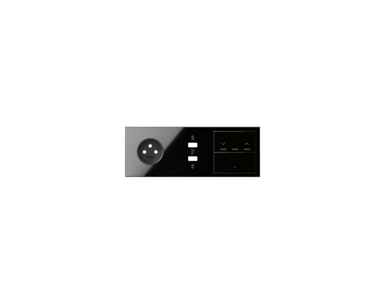 Panel 3-krotny 1 gniazdo + 1 podwójna ładowarka USB + 1 przycisk żaluzjowy + 1 klawisz, czarny 10020319-138 Simon100