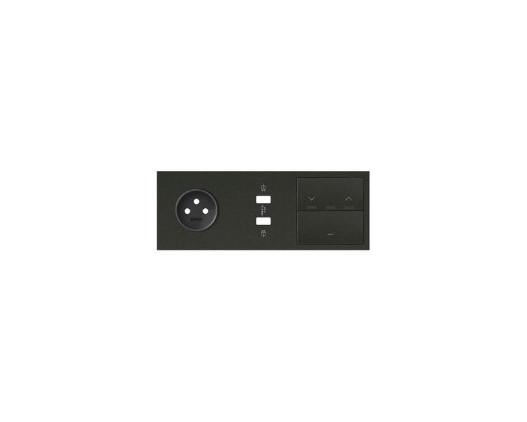 Panel 3-krotny 1 gniazdo + 1 podwójna ładowarka USB + 1 przycisk żaluzjowy + 1 klawisz, czarny mat 10020319-238 Simon100