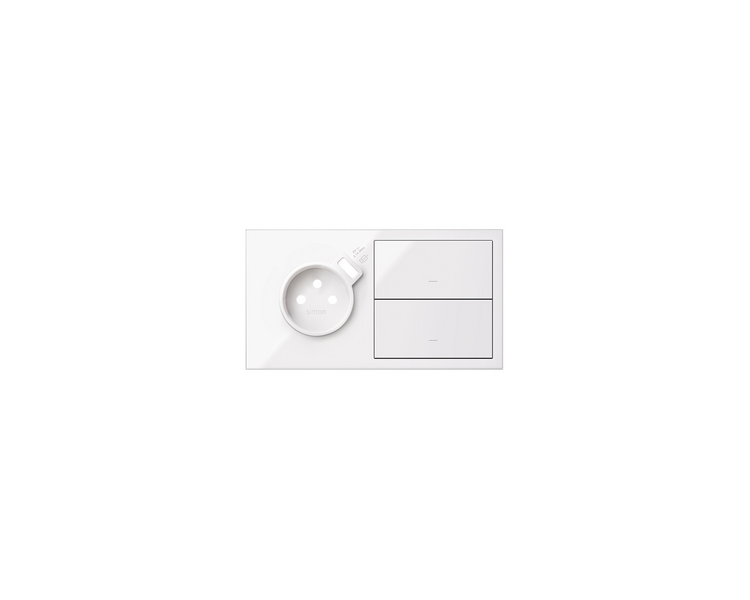 Panel 2-krotny 1 gniazdo z 1 zintegrowana ładowarka USB SmartCharge 2,1 A + 2 klawisze, biały 10020230-130 Simon100