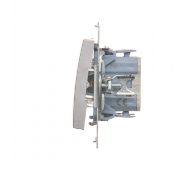 Łącznik schodowy z podświetleniem LED (moduł) 10AX 250V, szybkozłącza, srebrny mat, metalizowany DW6L.01/43
