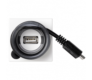Ładowarka USB K45 USB-A + micro USB 5V DC 2A 45×45mm czysta biel K126A/9