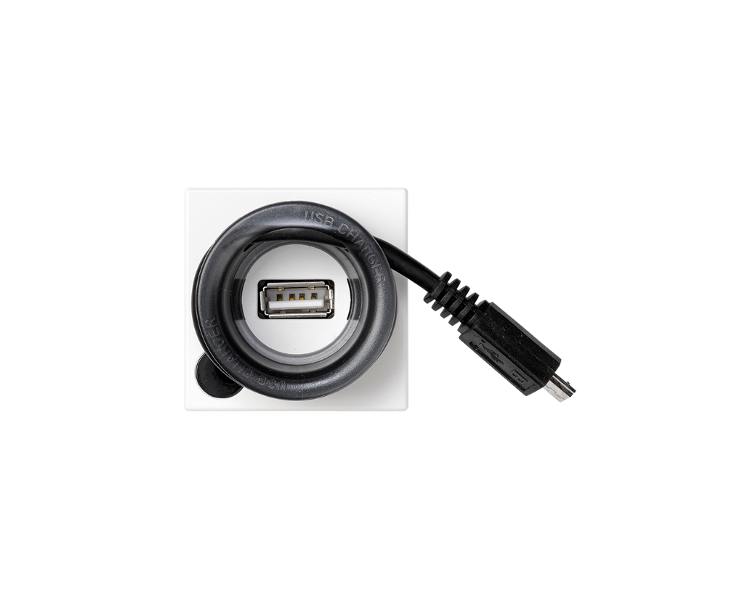 Ładowarka USB K45 USB-A + micro USB 5V DC 2A 45×45mm czysta biel K126A/9
