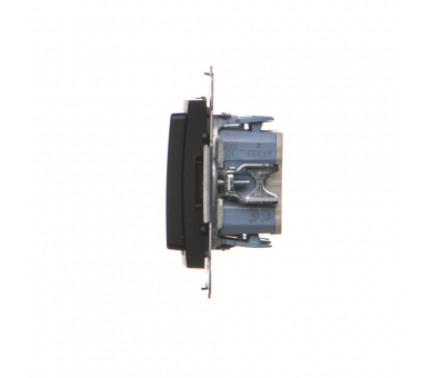 Łącznik roletowy podwójny (moduł) 10A, 250V, szybkozłącza. W komplecie z pierścieniem dekoracyjnym, czarny DZW2.01/49