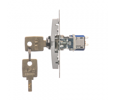 Łącznik na kluczyk jednobiegunowy - 2 pozycyjny „0-I” (moduł) 5A 250V, do lutowania, srebrny mat, metalizowany DW1K.01/43