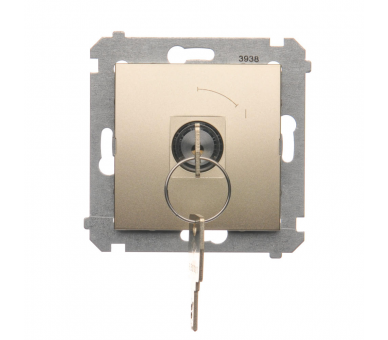 Łącznik na kluczyk chwilowy (przycisk) 2 pozycyjny „0-I” (moduł) 5A 250V, do lutowania, złoty mat, metalizowany DP1K.01/44