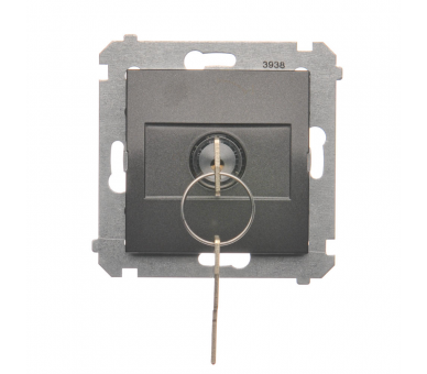 Łącznik na kluczyk chwilowy (przycisk) 2 pozycyjny „0-I” (moduł) 5A 250V, do lutowania, antracyt, metalizowany DP1K.01/48