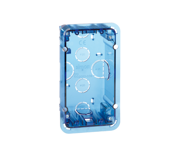 Puszka podtynkowa SIMON 500 1×S500 2×K45 niebieski transparentny 51020101-039
