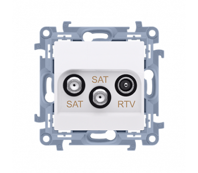 Gniazdo antenowe SAT-SAT-RTV satelitarne podwójne tłum.:1dB biały CASK2.01/11