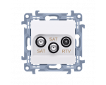 Gniazdo antenowe SAT-SAT-RTV satelitarne podwójne tłum.:1dB biały CASK2.01/11