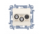 Gniazdo antenowe SAT-SAT-RTV satelitarne podwójne tłum.:1dB kremowy CASK2.01/41