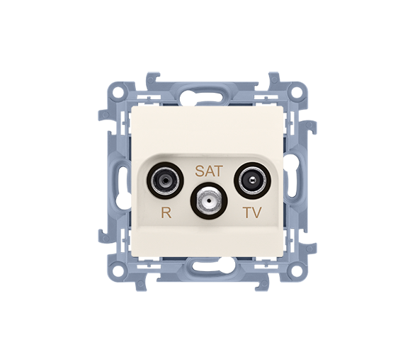 Gniazdo antenowe R-TV-SAT przelotowe tłum.:10dB kremowy CASP.01/41
