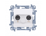 Gniazdo antenowe R-TV zakończeniowe do gniazd przelotowych (moduł) tłum. TV-10 dB, R-11 dB, biały