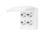 Gniazdo poczwórne Schuko IP44 z przesłonami torów prądowych klapka w kolorze pokrywy biały 16A ACGSZ4Z/11 AquaClick