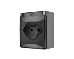 Gniazdo pojedyncze w wersji IP44 z przesłonami torów prądowych klapka transparentna szary 16A ACGZ1CZ/16A AquaClick