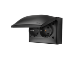Gniazdo podwójne kompaktowe Schuko IP44 klapka w kolorze pokrywy czarny mat 16A ACGSZ2/49 AquaClick