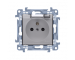 Gniazdo wtyczkowe pojedyncze do wersji IP44 z przesłonami torów prądowych - z uszczelką - klapka w kolorze transparentnym biały 