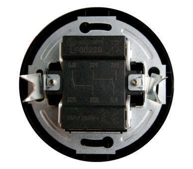 Włącznik schodowy podwójny z ramką, czarny, EX1, Electromalt EX1B0022