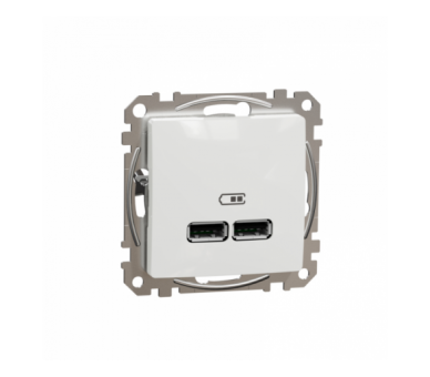Sedna Design & Elements, Gniazdo ładowania USB typ A+A 2,4A, białe Schneider SDD111401