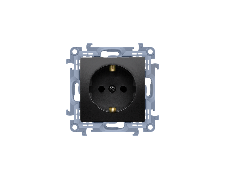 Gniazdo wtyczkowe pojedyncze z uziemieniem typu Schuko czarny mat 16A Nazwa prod.:STROMBOLI MF CGSZ1.01/49
