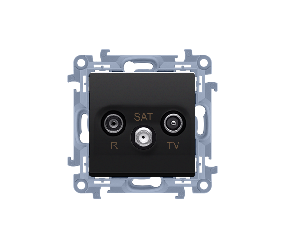 Gniazdo antenowe R-TV-SAT końcowe/zakończeniowe tłum.:1dB czarny mat CASK.01/49