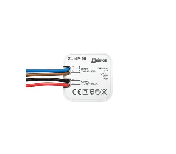 Zasilacz LED dopuszkowy 14V, DC, 15W. ZL14P-15