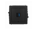 Gniazdo pojedyncze USB A-A 3.0, Czarny Mat Karlik Deco 12DGUSBBO-5