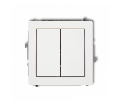 Przycisk zwierny, podwójny (dwa klawisze bez piktogramów, wspólne zasilanie), Biały Mat Karlik Deco 25DWP-44.1