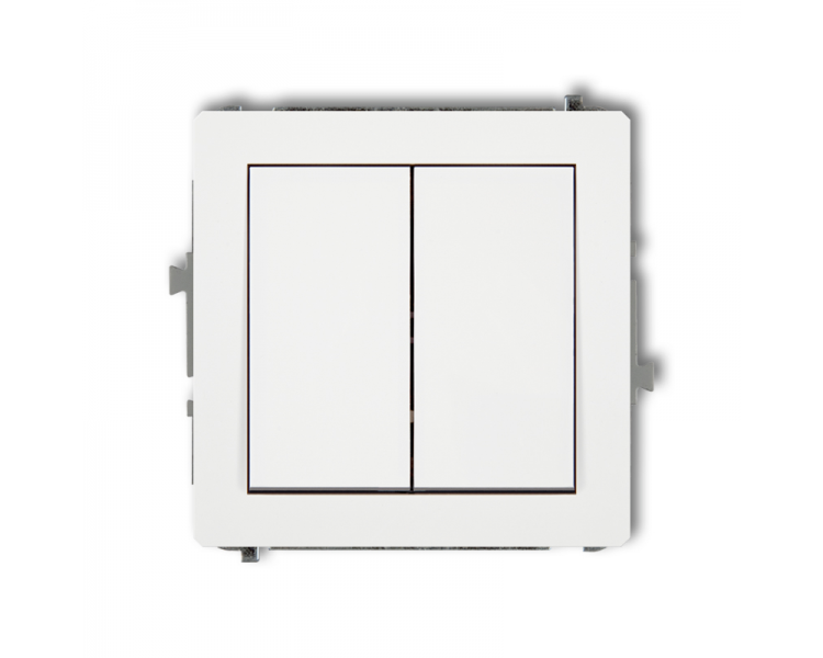 Przycisk zwierny, podwójny (dwa klawisze bez piktogramów, wspólne zasilanie), Biały Mat Karlik Deco 25DWP-44.1