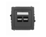 Ładowarka USB podwójna, 5V, 3.1A, Grafitowy Mat Karlik Deco 28DCUSB-6