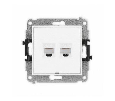 Gniazdo komputerowe podwójne 2xRJ45, kat. 6, 8-stykowy, Biały Karlik Mini MGKBO-4
