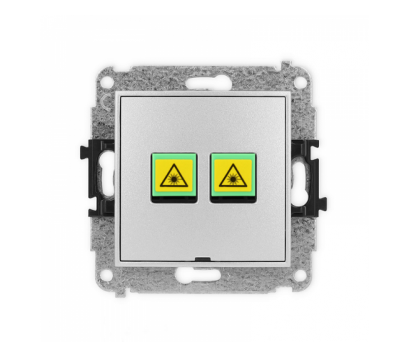 Gniazdo światłowodowe, optyczne podwójne, Srebrny Metalik Karlik Mini 7MGOPBO-2