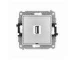 Gniazdo pojedyncze USB A-A 2.0, Srebrny Metalik Karlik Mini 7MGUSBBO-1