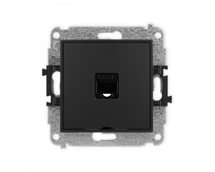Gniazdo komputerowe pojedyncze 1xRJ45, kat. 5e, 8-stykowy, Czarny Mat Karlik Mini 12MGKBO-1