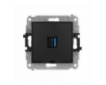Gniazdo pojedyncze USB A-A 3.0, Czarny Mat Karlik Mini 12MGUSBBO-5