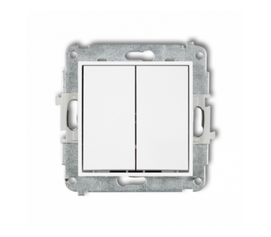 Przycisk zwierny, podwójny (dwa klawisze bez piktogramów, wspólne zasilanie), Biały Mat Karlik Mini 25MWP-44.1