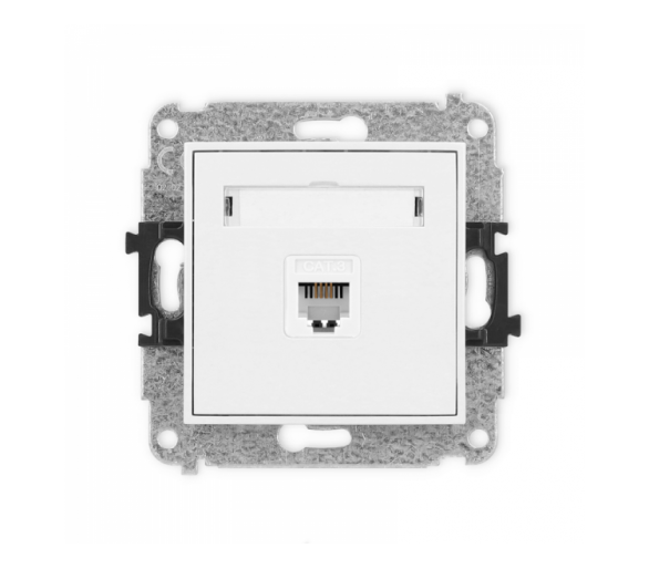 Gniazdo telefoniczne pojedyncze 1xRJ11, 4-stykowy, beznarzędziowe, Biały Mat Karlik Mini 25MGT-1