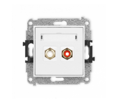 Gniazdo podwójne RCA (typu cinch - biały i czerwony, pozłacany), Biały Mat Karlik Mini 25MGRCA-2
