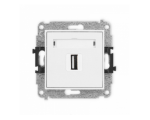 Gniazdo pojedyncze USB A-A 2.0, Biały Mat Karlik Mini 25MGUSB-1